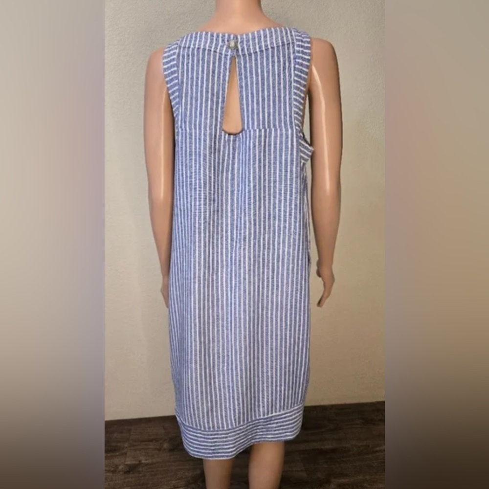 For Cynthia Linen Blend Striped Knee Length Shift Dress M - Picture 3 of 11